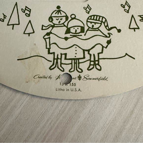 Vintage Litho Christmas Card Hawthorne & Sommerfield Unused USA Round Ornament - Picture 5 of 5